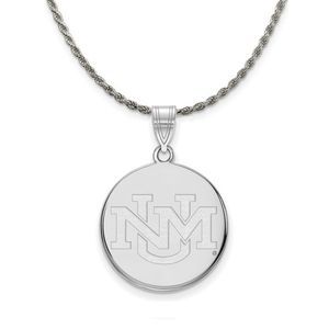 Sterling Silver U. of New Mexico Large Pendant Necklace - 24 Inch